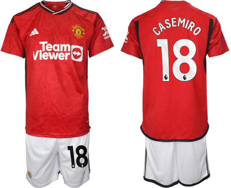 Men 2023-2024 Club Manchester United home red 18 Soccer Jersey